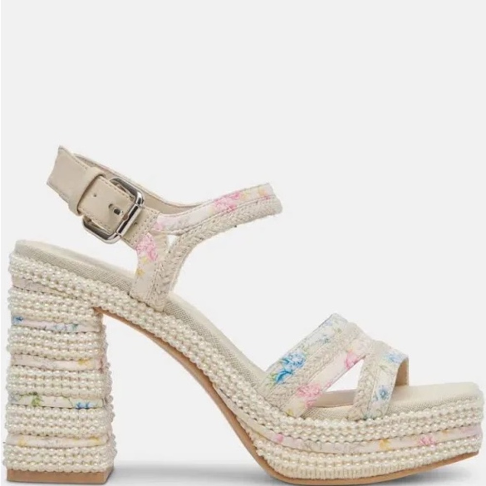 Dolce Vita Cream Floral Platform Sandals